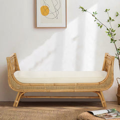 Boho Chic Bench with Cushion - Natural