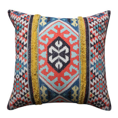 Square Cotton Accent Throw Pillow, Soft Kilim Print - Multicolor