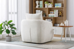 Swivel Barrel Chair, Comfy Round Accent Sofa Chair - Beige