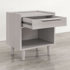 Modern Style Wood Grain One-Drawer Nightstand Side Table with Solid Wood Legs - Stone Gray