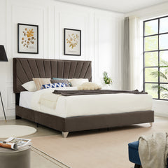 King Bed Beautiful Line Stripe Cushion Headboard - Brown