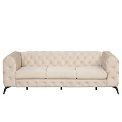 Modern Sofa Upholstered Couch, Button Tufted Back Metal Legs Decor