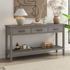 Contemporary 3-Drawer Console Table with 1 Shelf