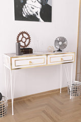 Ardeno Metal Legs Wood Base Console Table - White
