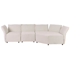 Stylish Sofa Set with Polyester Upholstery with Adjustable Back with Free Combination for Living Room - Beige