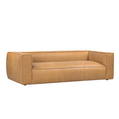 Luxury Full Aniline Leather Stationary Sofa - Light Brown