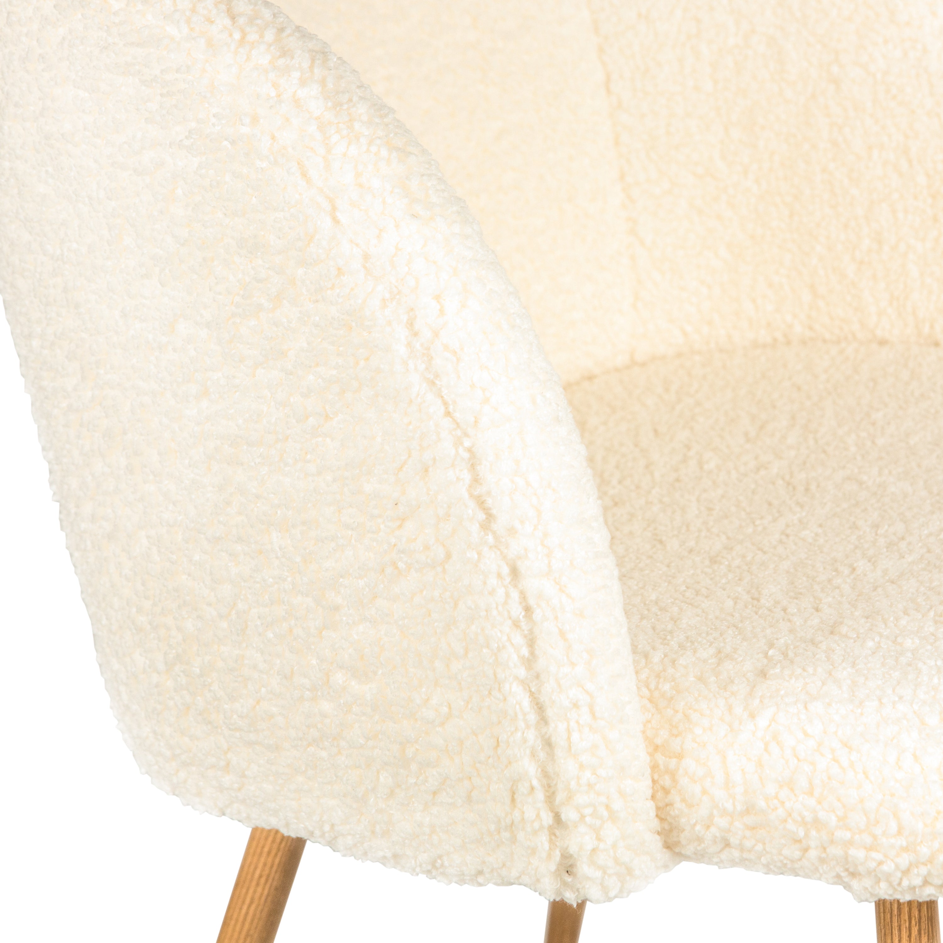 Teddy Faux Fur Dining Armrest Chair (Set of 2) - Off White