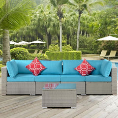 5-Piece Outdoor Garden Patio Furniture PE Rattan Wicker Cushioned Sofa Sets