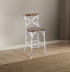 Parisian Bistro Style Bar Chair (1Pc) - Antique White & Antique Oak