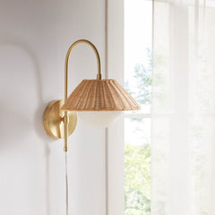 Laguna Rattan Weave Wall Sconce - White