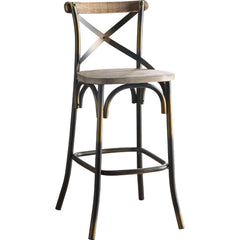 Rustic Bar Chair (1Pc) - Antique Copper & Antique Oak