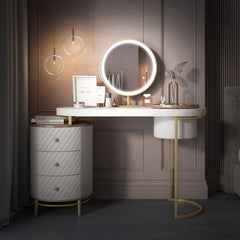 Modern Makeup Vanity Table With LED Lighted Mirror (Without Stool) 43" - White