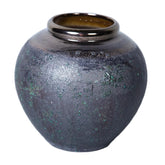 Artisanal Vintage Smoke Ceramic Vase 8.7"D x 8.7"H