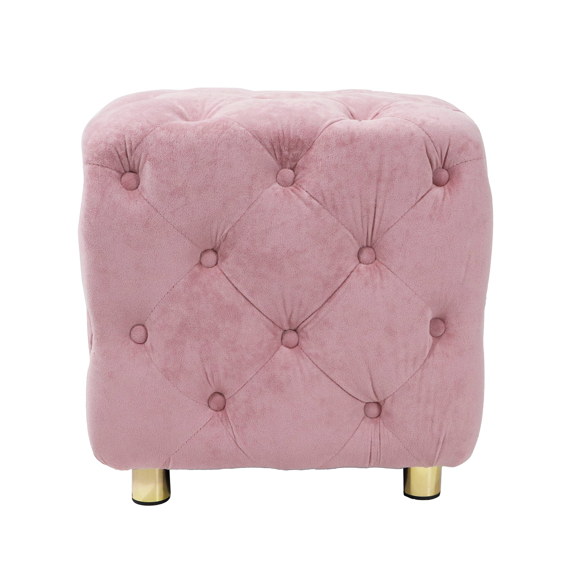 Pink Modern Velvet Upholstered Ottoman