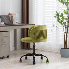 Zen Zone Velvet Leisure Office Chair, can rotate 360 degrees, with pulley - Olive Green