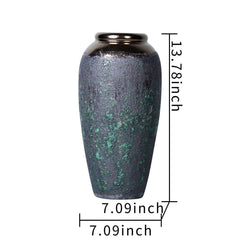 Artisanal Vintage Smoke Ceramic Vase 7"D x 14"H