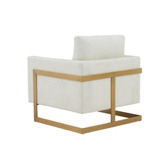 Contemporary Cream & Gold Fabric Accent Chair