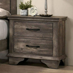 Nightstand Gray Color Solid Wood Veneer Matte Black