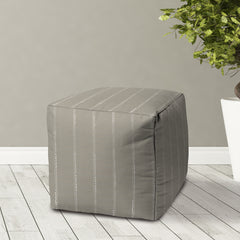 Med Taupe Stripes Indoor/Outdoor Pouf - Zipper Cover Only