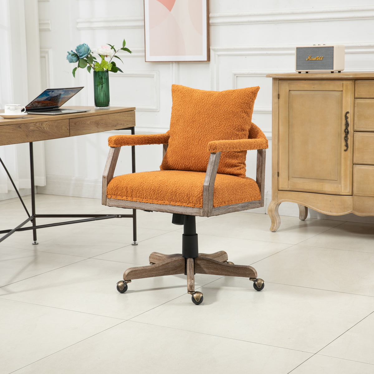 Chair Office Chair Adjustable Swivel Chair Fabric Seat Home Study Chair - Orange