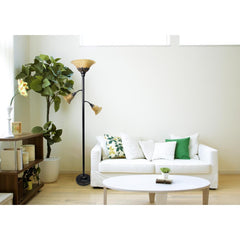 3 Light Floor Lamp with Scalloped Glass Shades, Restoration Bronze