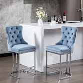 Modern Velvet Barstools 26" Counter Height Bar Stools (Set of 2) - Light Blue