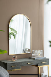 Arched Accent Mirror with Gold Metal Frame 24" x 36"