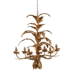Gold Leaf 6-Light 30" Metal Chandelier - Gold
