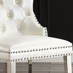 Modern Leatherette Dining Chairs I (Set of 2) - White and Silver