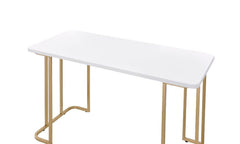 Modern Writing Desk - White & Gold Finish