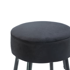 Velvet Kitchen Stools Upholstered Bar Stools 24 Inches (Set of 2) - Black