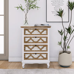 Vintage Accent Drawer with Carved Detailing and Natural Wood Finish - Elegance and Functionality Combined