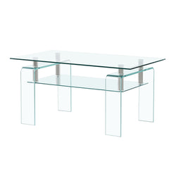 Modern Clear Glass Coffee Table- Tempered Glass
