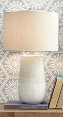 Beige White Ceramic Table Lamp