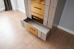Gold Detailed Chest made with Wood - Grey