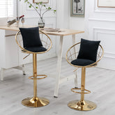 Bar Chair Pure Gold Plated Adjustable Height (Set of 2) - Black Velvet