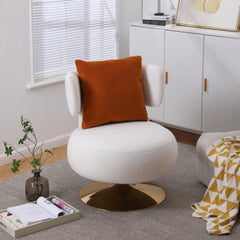 Swivel Accent Chair Armchair, Round Barrel Chair in Fabric - White