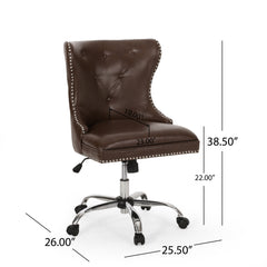 Contemporary Tufted Swivel Office Chair - Dark Brown