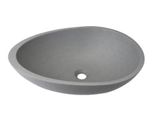 Egg shape Concrete Vessel Bathroom Sink without Faucet and Drain - Grey