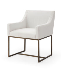 Modern Off White & Copper Antique Brass Dining Chair