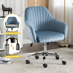 Modern Home Office Leisure Chair with Adjustable Velvet Height - Light Blue