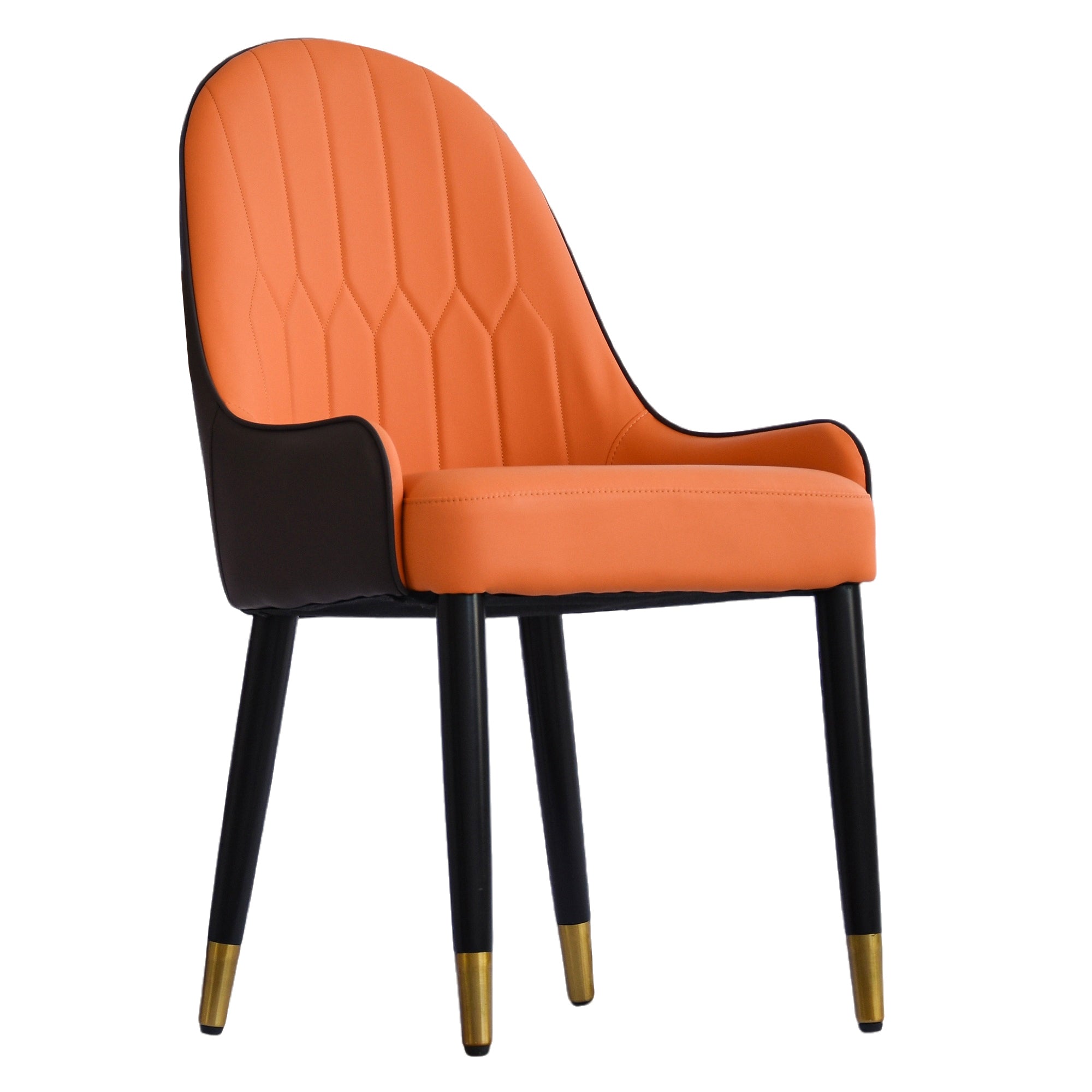 Modern PU Sponge-filled Dining Chairs (Set of 2) - Black and Orange