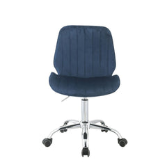 Armless Office Chair with Swivel - Twilight Blue Velvet & Chrome