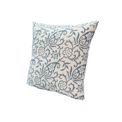 Square Accent Pillow, Paisley Floral Pattern, Soft Cotton Cover 18x18" - Blue, White