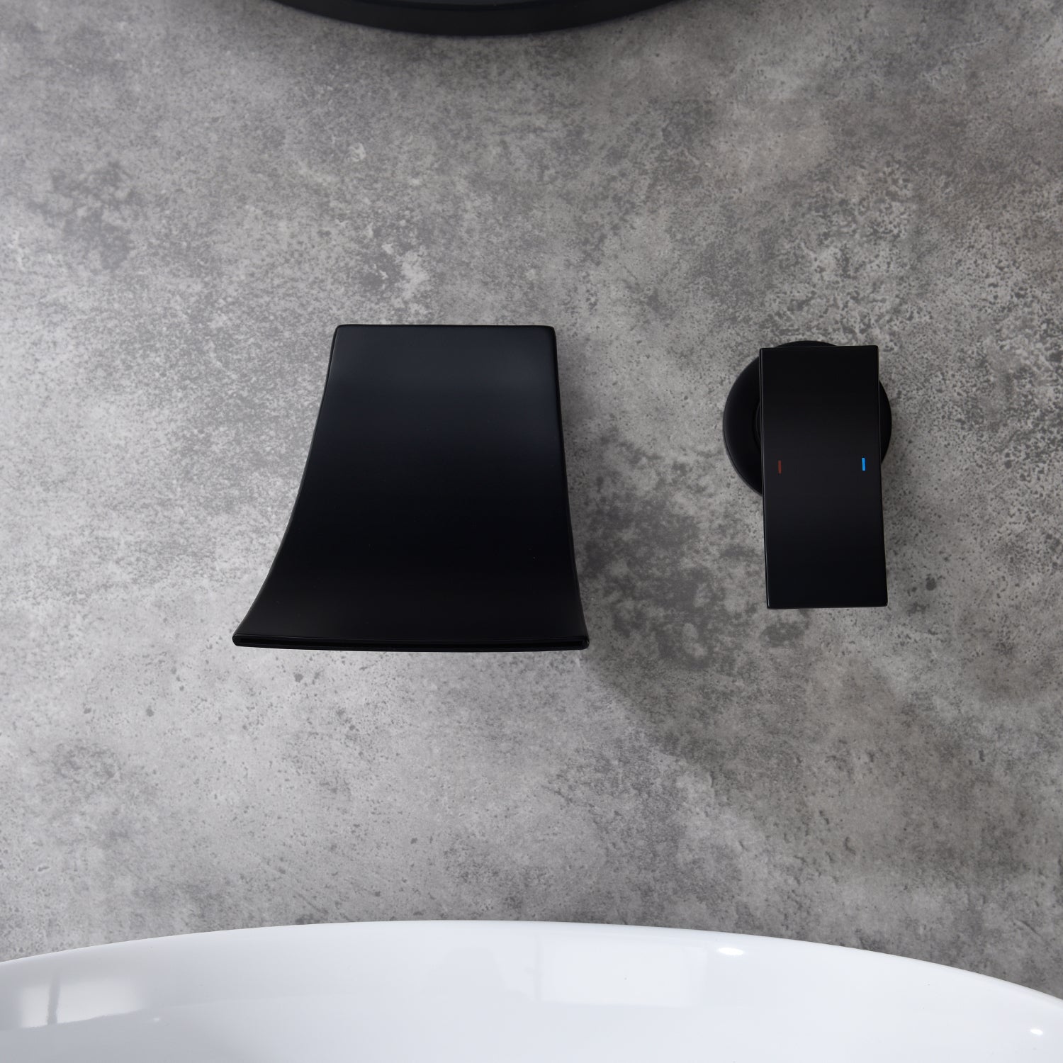 Wall Mount Widespread Bathroom Faucet - Black