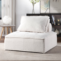 Cozy Accent Chair Upholstered Seating Armless Lambskin Sherpa - White