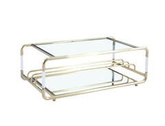 Gold Stainless Steel With Acrylic Frame Clear Glass Top Coffee Table