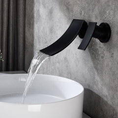 Wall Mount Widespread Bathroom Faucet - Black
