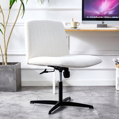 MAICOSY Swivel Home Office Desk Chairs Armless Adjustable 360 Velvet White Chair