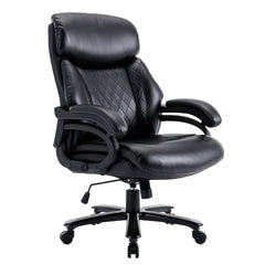 Office Desk Chair with High Quality PU Leather Adjustable Height/Tilt 360-Degree - Black